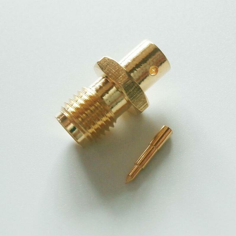1X Pcs RF Connector RP-SMA RPSMA Female jack Solder for semi-rigid RG402 0.141" cable With 2 hole Brass GOLD Plated Straight