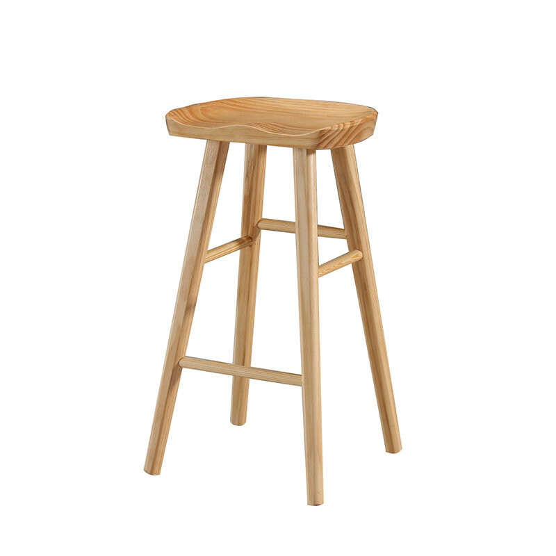 Taburete nórdico de madera maciza para comedor, taburete alto para cocina, cafetería, diseño de ocio, muebles de relajación minimalistas modernos, WW50