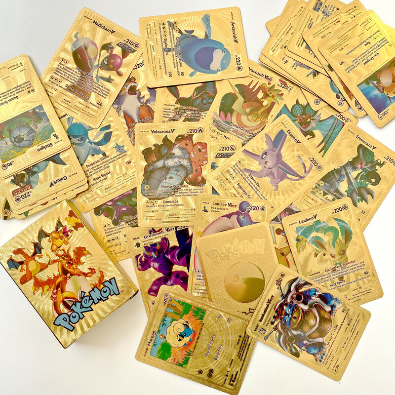 Cartes Pokémon Golden Vmax pour enfants, Collection de jeux, Carte GX V, Carte PIK156 U, Charizard, Cadeau de Noël, 25-54, 2022