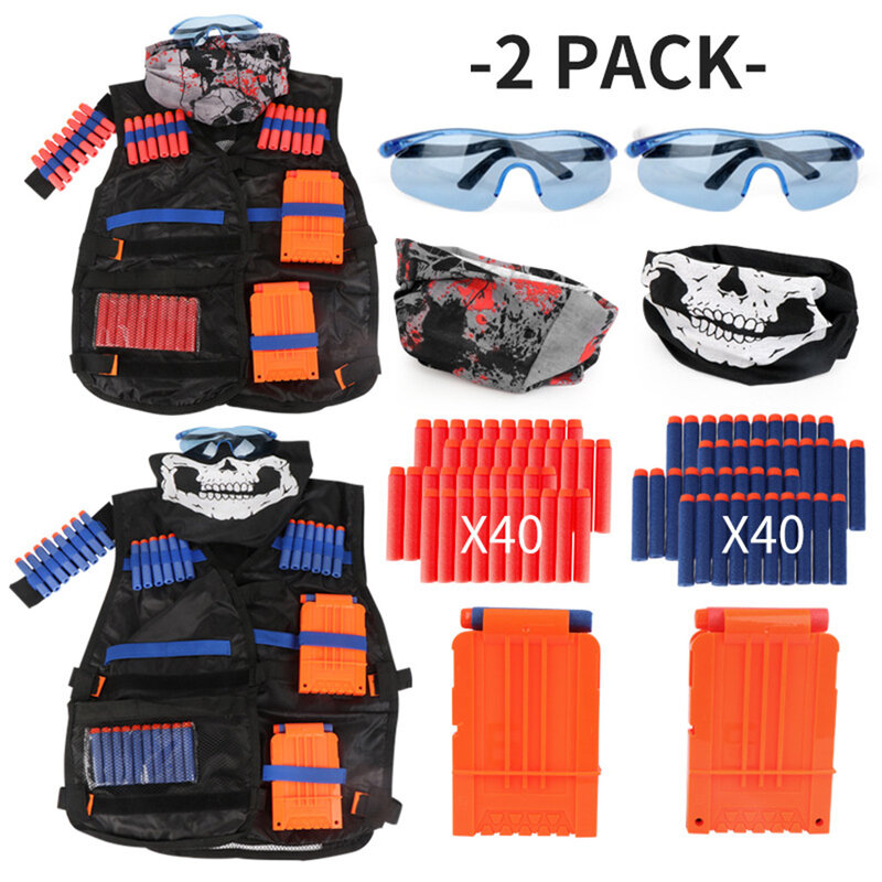 어린이 조끼 정장 키트 너프 N-스트라이크 엘리트 시리즈용 소프트 총알 세트, 야외 게임 언더셔츠 안전 보호 장비