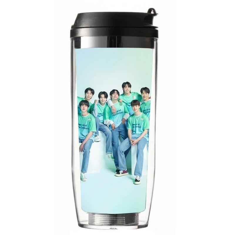 New KPOP bangtan boys with endorsement photo straw cup coffee cup insulated cup student travel cup fan birthday gift JIMIN JIN V