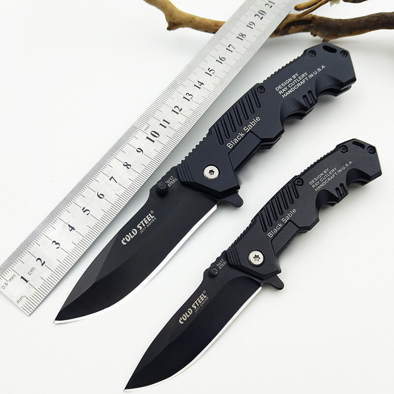 Alta qualidade facas de acampamento aço frio tático faca dobrável lâmina preta ao ar livre punho aço bolso edc ferramenta