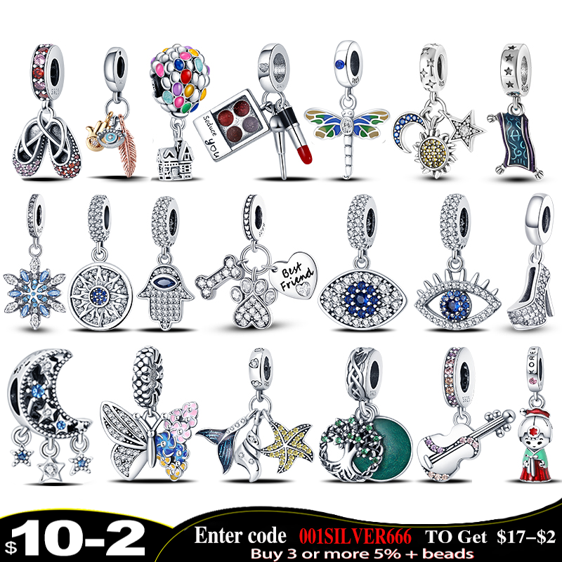 Fits Original 925 Pandora Bracelet Necklace Silver Color Charms Beads Series For Women 925 Silver Pendant Beads Diy Jewelry