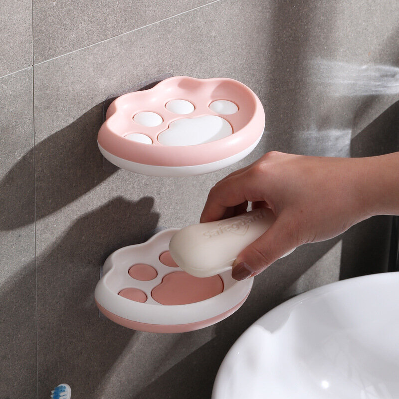 Xiaomi Youpin Cute Cat Claw Soap Dish Wall-mounted Soap Dish No Trace Soap Holder Punch-free Dish Drain Home Bathroom Shelf