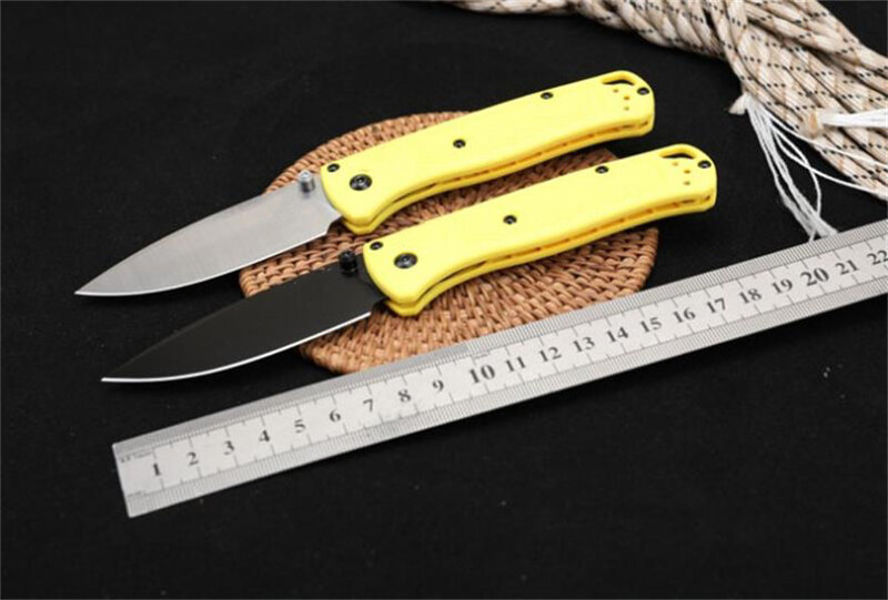 Cuchillo plegable BM 535 Bugout AXIS, mangos amarillos, S30V, mango de polímero, cuchillos de bolsillo para acampada