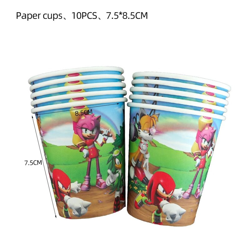 Sonic Verjaardagsfeestje Decoraties Cartoon Ballon Cup Plaat Tafelkleed Wegwerp Party Servies Baby Shower Benodigdheden