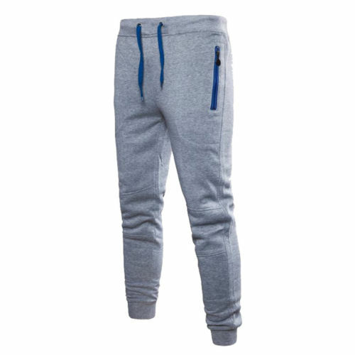 Pantalones deportivos para hombre, chándal con bolsillos y cremallera, elásticos, largos, para entrenamiento, gimnasio