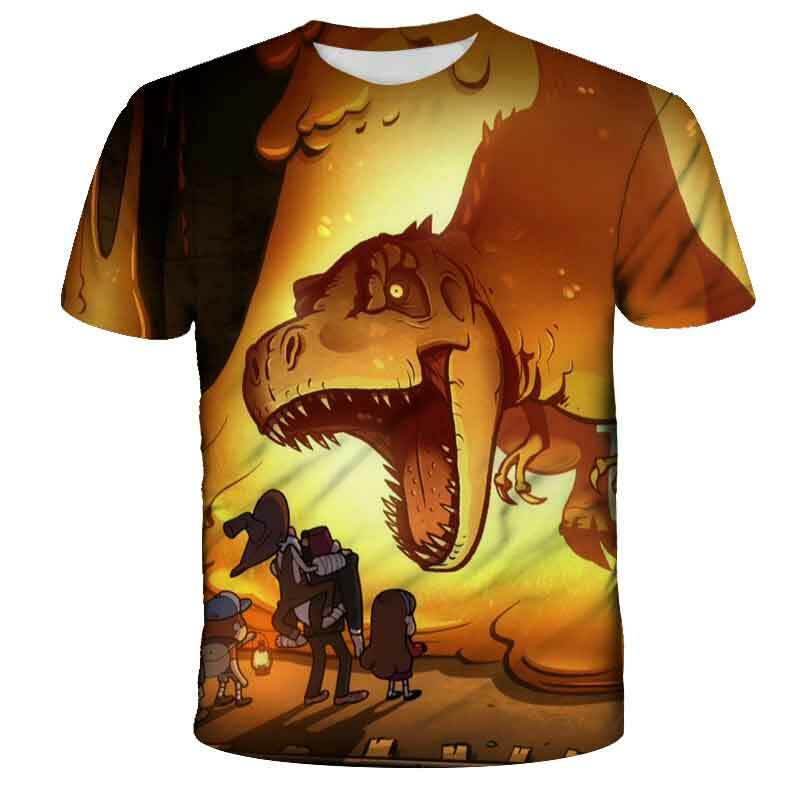 恐竜の絵が描かれた子供用Tシャツ,半袖の3Dプリントが施された子供用Tシャツ,男の子と女の子用のファッション2022