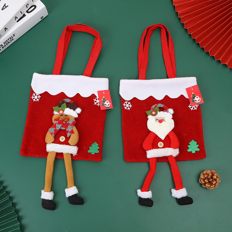 Bożonarodzeniowe dekoracje akcesoria 2023 nowy rok torba na prezenty świąteczne mikołajkowa torebka worek na cukierki uchwyt ściągana sznurkiem na prezent torba