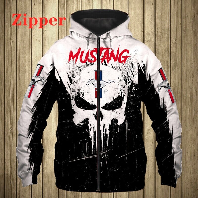 2022 Men's Hoodie Mustang Car Logo 3D Print Hoodie Harajuku Zipper Sweatshirt Trend Men Sportswear Streetwear