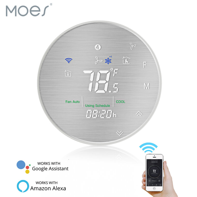 WiFi Smart Heat Pump 24V Thermostat Temperature Controller Smart Life/Tuya APP Remote Control,Works with Alexa Google Home