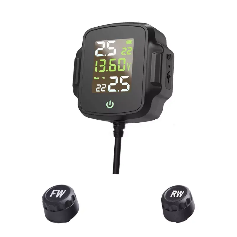 Sistema de alarma de monitoreo de presión de neumáticos de temperatura en tiempo Real para motocicleta con Monitor de extensión de interfaz USB.