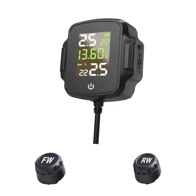 Motorcycle Real-Time Temperature Tire Pressure Monitoring Alarm System with USB Interface Extension Monitor .