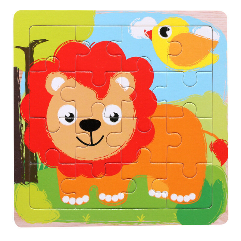 나무 만화 동물 아기 퍼즐 어린이 조기 교육 교육 완구 아기 완구 지그 소 퍼즐 교육 완구