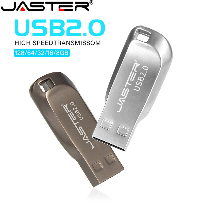 JASTER Fashion USB 2.0 Flash Drives 64GB Mini Metal High speed Memory stick 32GB 16GB Silver Pen drive 8GB 4GB U disk For Laptop
