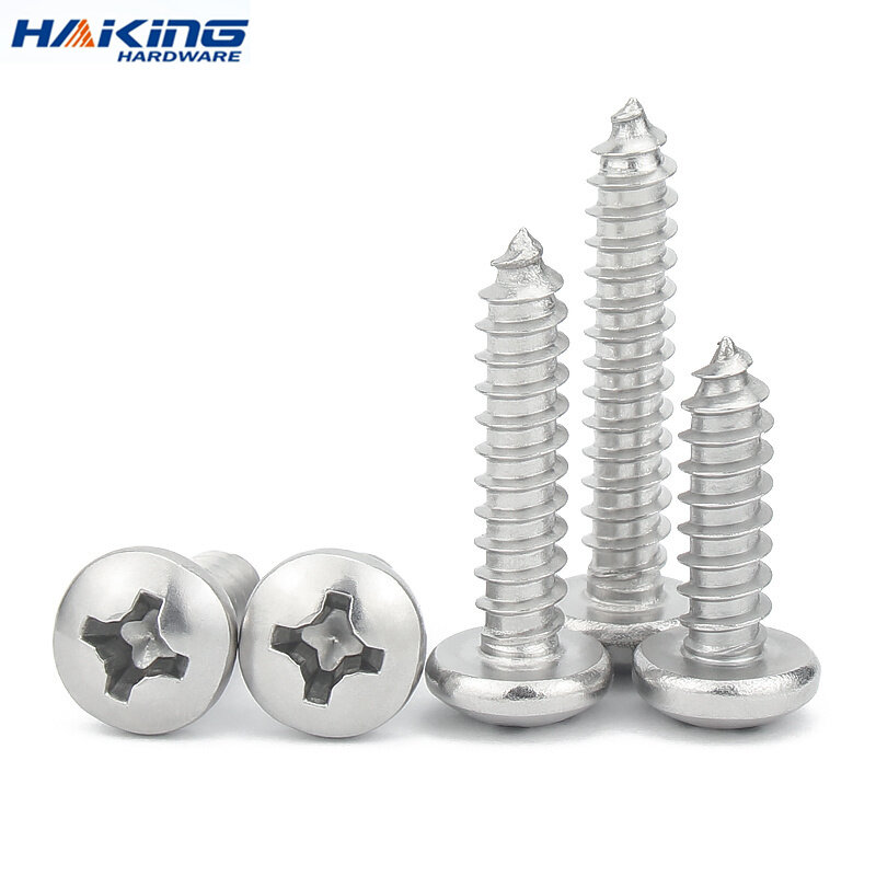 1000pcs/lot Self Tapping Screw Stainless Steel Cross Recessed Round Head M1 M1.2 M1.4 M1.5 M1.7 M1.8 M2 M2.2 M2.3 M2.5 M2.6