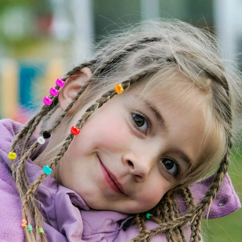 365 PCS/Box Braids Hair Beads Acrylic Round Hair Dreadlock Beads Hair Rings Tubes for Kids Girls Women Hair Accessories