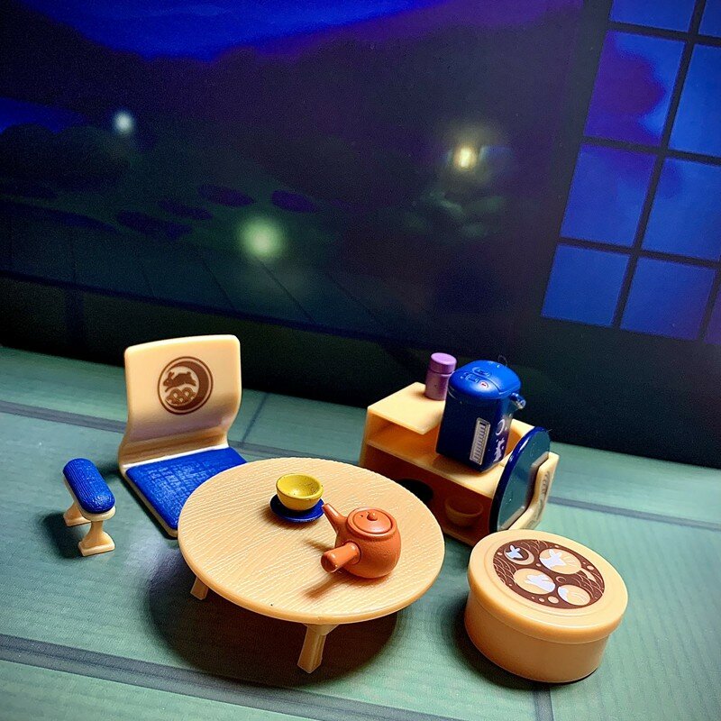 EPOCH Tarlin 가샤폰 캡슐 장난감, 미니어처 일본 가구, 테이블 및 의자 보관함, 선반 가챠 모델 테이블 장식품