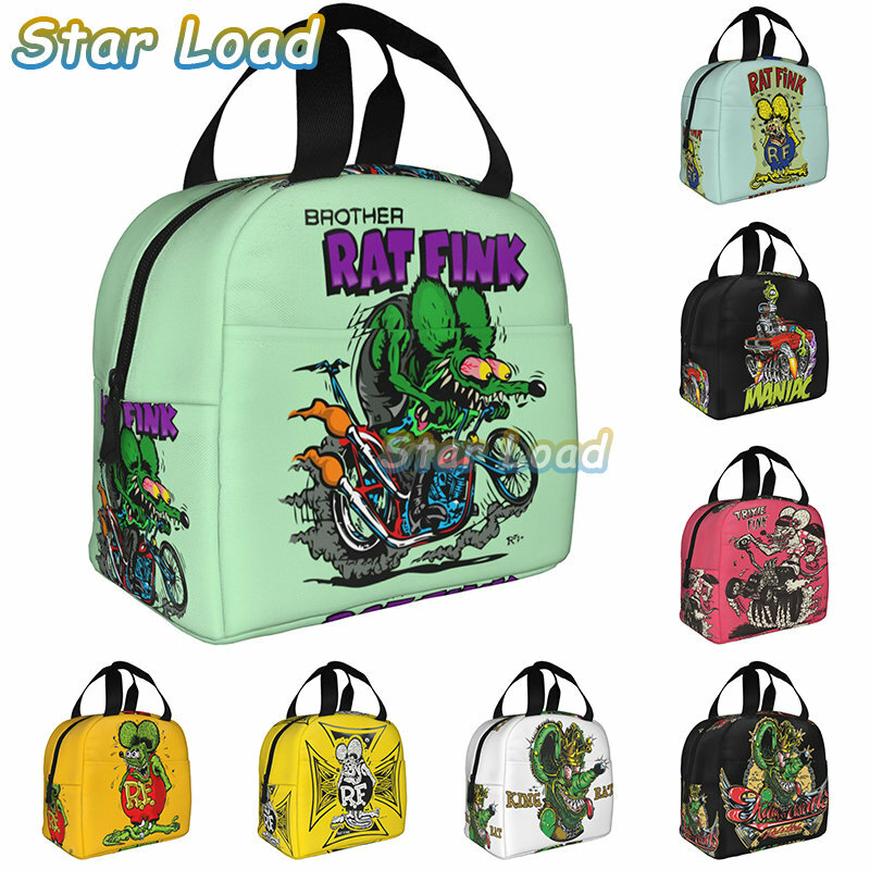Cartoon RAT FINK Insulated Lunch Bags Boys Girls Print Food Case Cooler Warm Bento Box Student Lunch Box for School