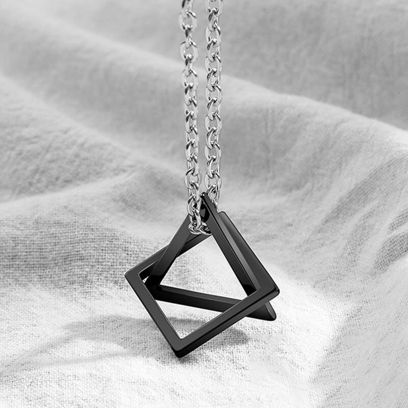 Geometrie Verriegelung Quadrat Dreieck Männlichen Anhänger für Männer Zink-legierung Moderne Trendy Geometrische Stapeln Streetwear Halskette