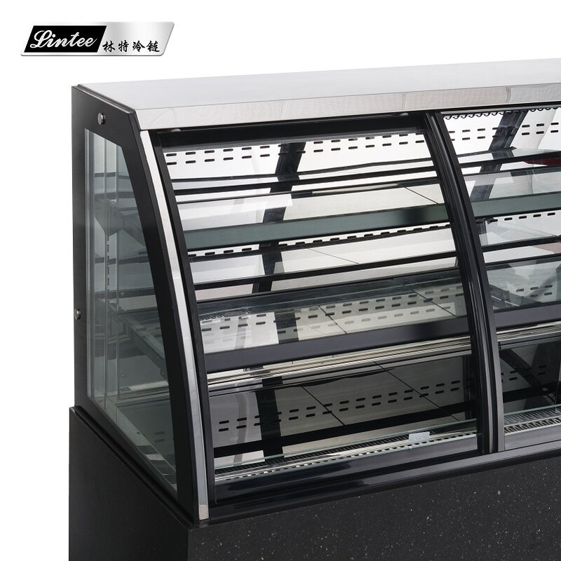 Réfrigérateur vertical pour pâtisserie, présentoir de gâteaux en verre incurvé, vitrine pour dessert