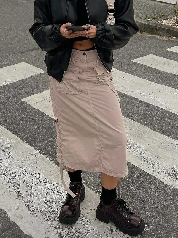 Faldas largas estilo Harajuku Y2k para mujer, faldas largas Estilo Vintage, ropa de calle, estilo coreano, Grunge, gótico