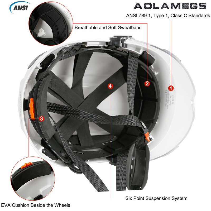 Helm Keselamatan dengan Kacamata Konstruksi Pria Topi Keras Helm Pelindung ABS Kualitas Tinggi Topi Kerja untuk Pendakian Kerja Naik