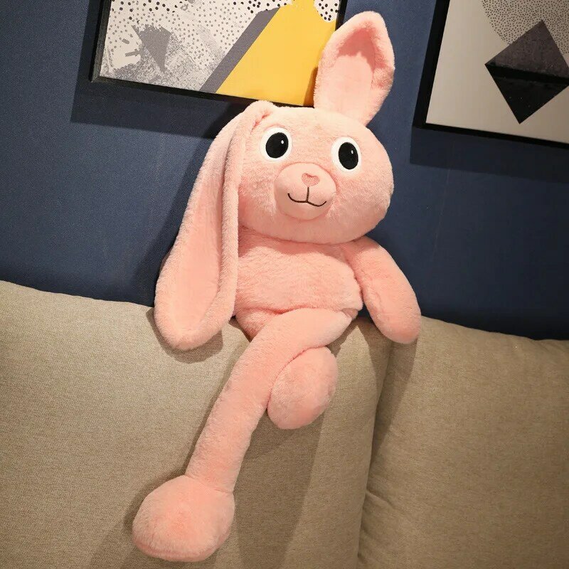 60cm puxar-orelha coelho boneca gigante criativo bonito brinquedo de pelúcia orelhas stretchable long-legged coelho boneca meninas crianças presente sono travesseiro
