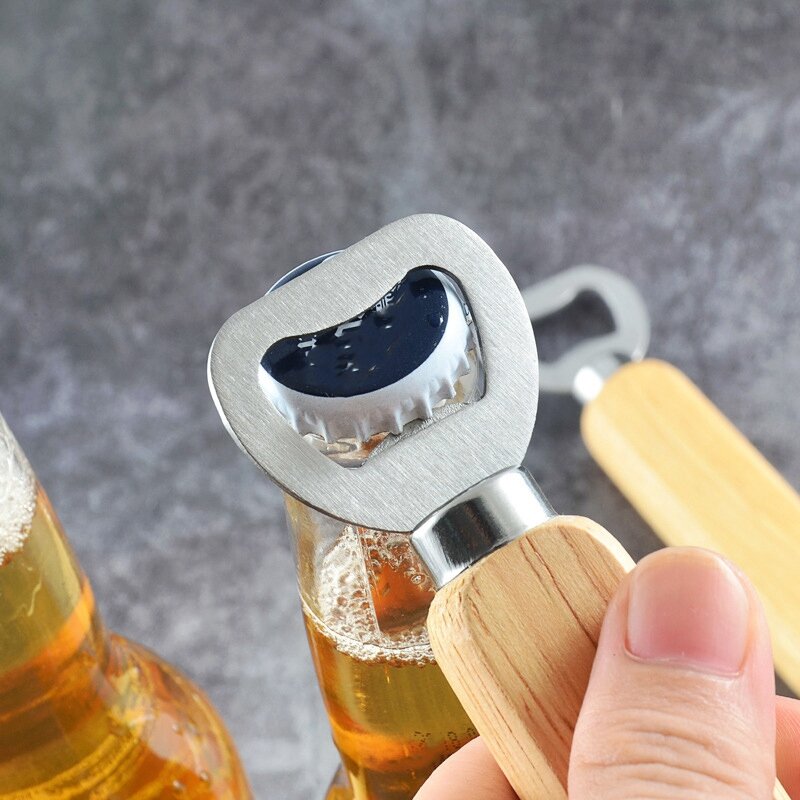 Wine Opener 10Pcs/Set Bartender  Bottle Opener Rubber Wood Handheld Wine Beer Soda Glass Cap Bottle Opener for Home Kitchen Bar