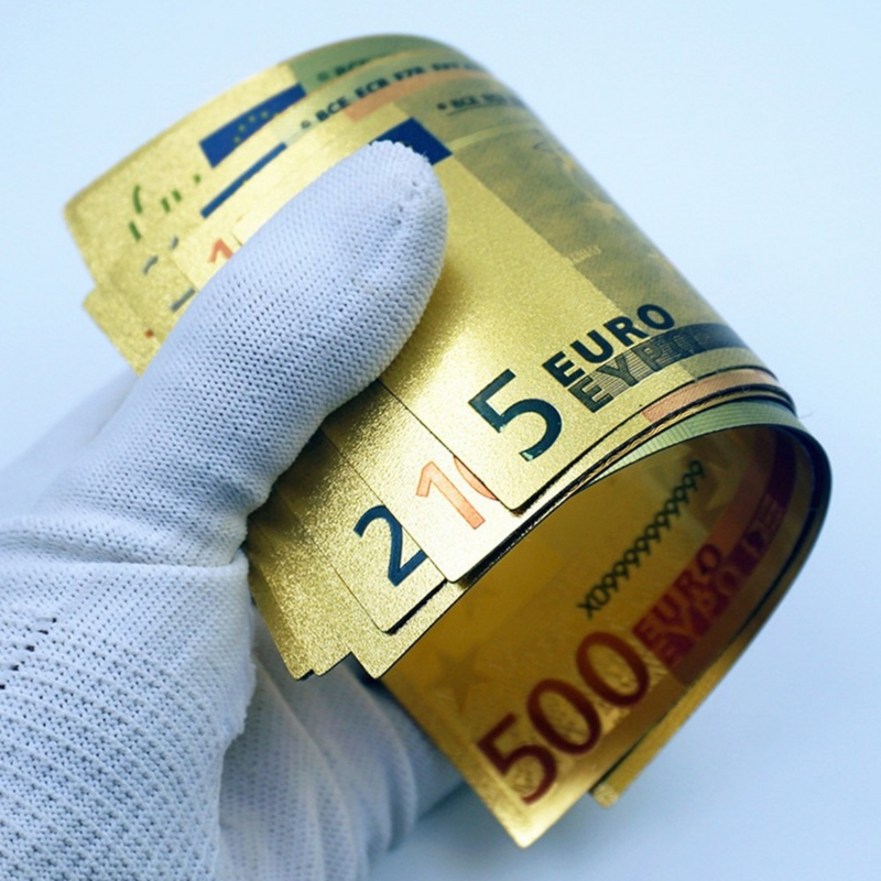 24K مطلية بالذهب الدولار يورو وهمية المال تذكارية ملاحظات العتيقة المنزل الدعامة المال هدايا عالية الجودة جمع الديكور
