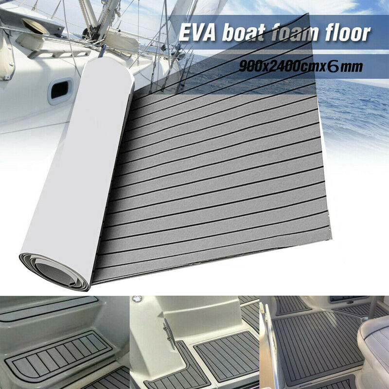 Suelo de teca EVA para cubierta de barco, alfombra de espuma autoadhesiva gris claro para yate