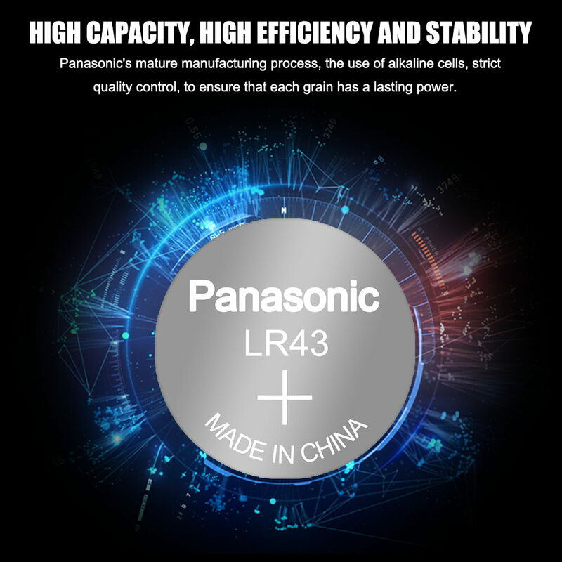 Panasonic Bateria alcalina 1.55V Botão Baterias LR43 AG12 SR43 186 SR1142 LR1142 386 LR1144 V12GA AG 12 Para Brinquedos Relógio