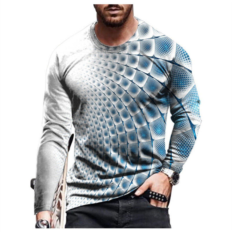Autumn Hip-Hop Men's 3D T-Shirt New Cartoon Printing Three-Dimensional Pattern Long-Sleeved Casual Tshirt Fashion Sports Man Top