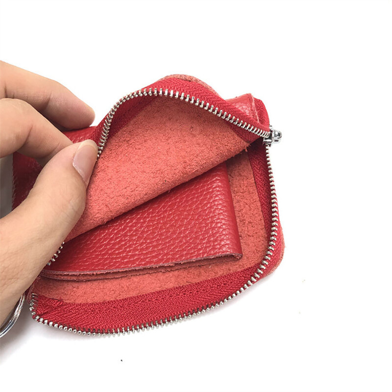 Nome personalizzato regalo quotidiano piccola borsa da donna con cerniera portachiavi semplice in vera pelle Mini portafoglio da donna con portamonete