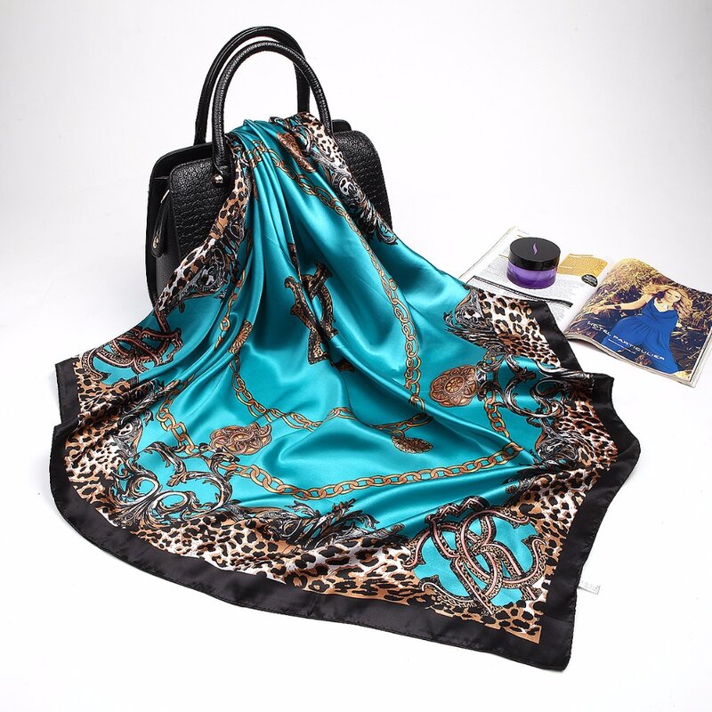 Mode Schals für Frauen Schal Druck Silk Satin Hijab Schal Weibliche Bandana 90*90cm Luxus Marke Schals Quadrat schals Damen