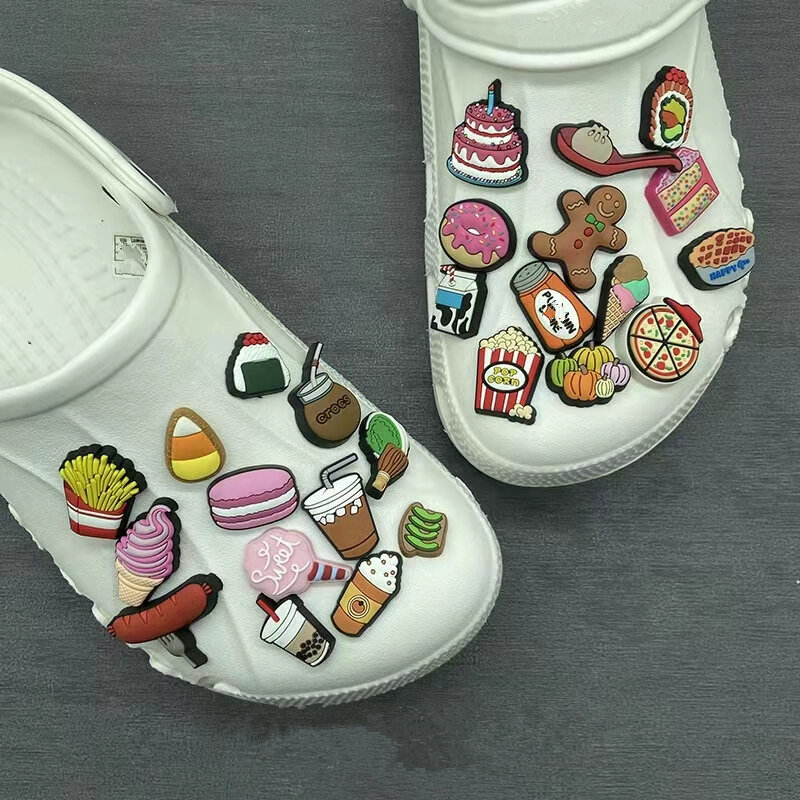 1pcs Cartoon Food Drink PVC Shoe Decorations Accessories Cute Ice Cream Shoes Charms Decorations For Croc Shoe Buckle