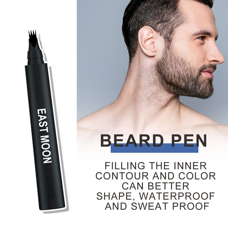 East Moon Beard บรรจุ Set Pulpen บรรจุ3-In-1แปรงหนวดเติมปากกาสำหรับชาย