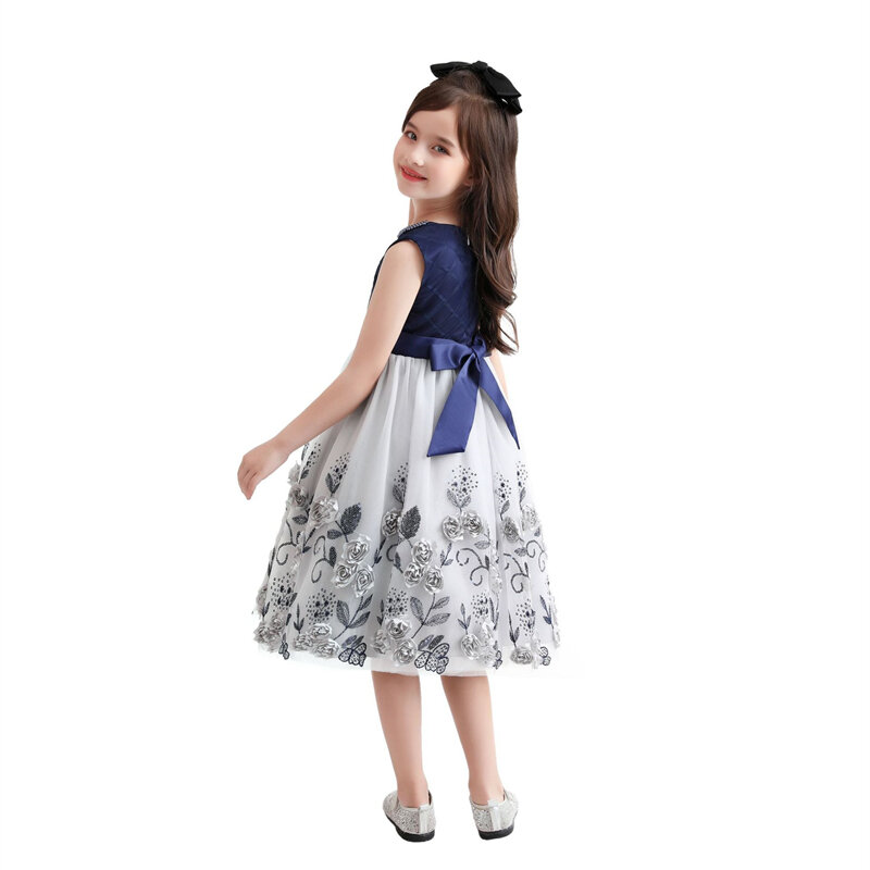 Vestido de fiesta de moda para niñas, ropa de Fiesta infantil de princesa con lazo, 2-10T, 2022