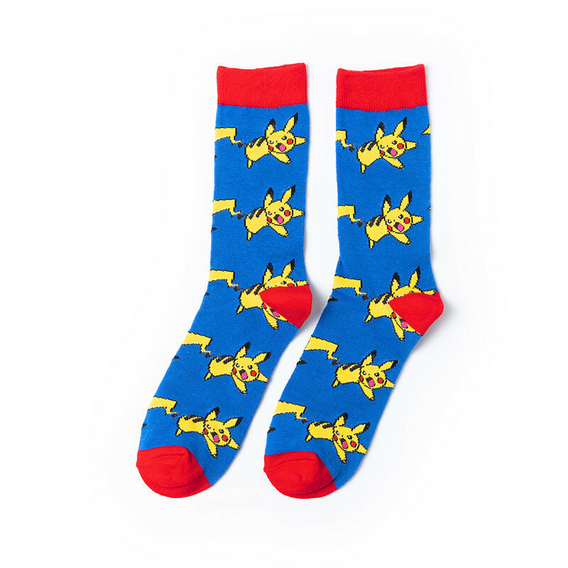 Bonito pokemon pikachu meias charmander jigglypuff novidade masculina anime cosplay meias de algodão feminino meados meias engraçadas calcetines