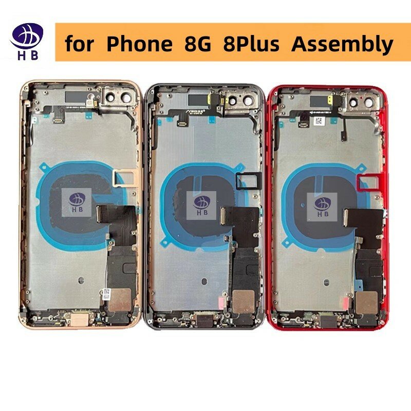 Dla iPhone 8G 8 Plus tylna pokrywa baterii, środkowa obudowa, taca karty SIM, instalacja kabla miękkiego etui, dla obudowy iPhone8 8 P + CE