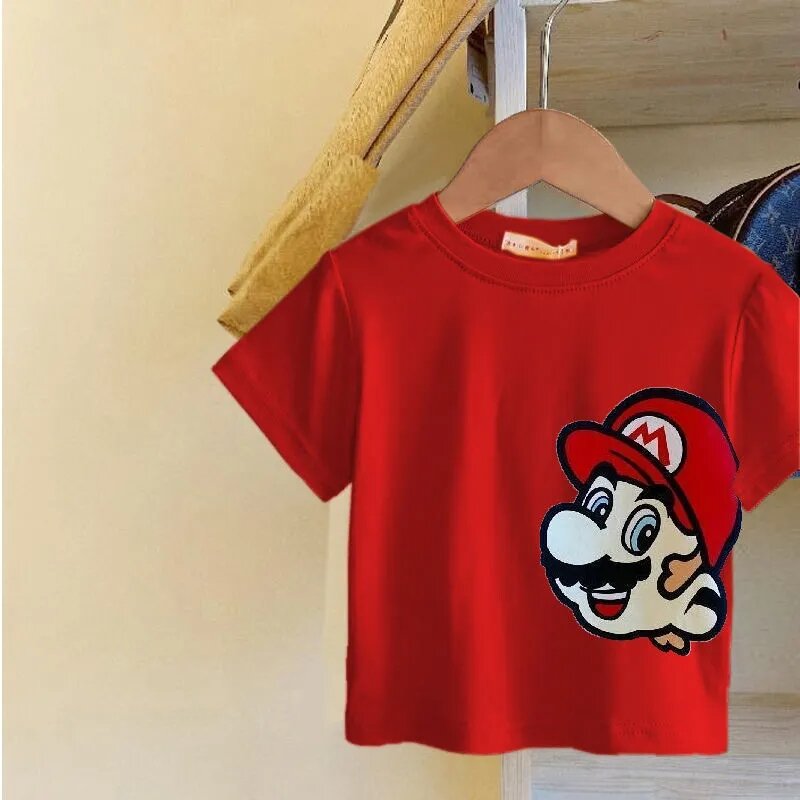 Camiseta de manga corta de algodón para niños y niñas, Top coreano holgado, camiseta de dibujos animados para bebés, novedad de verano 2023