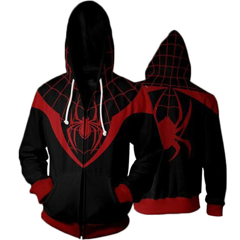 Outono regresso a casa scarlet spider zip up homem hoodies camisolas longe de casa aranha super-herói cosplay com capuz zíper jaqueta