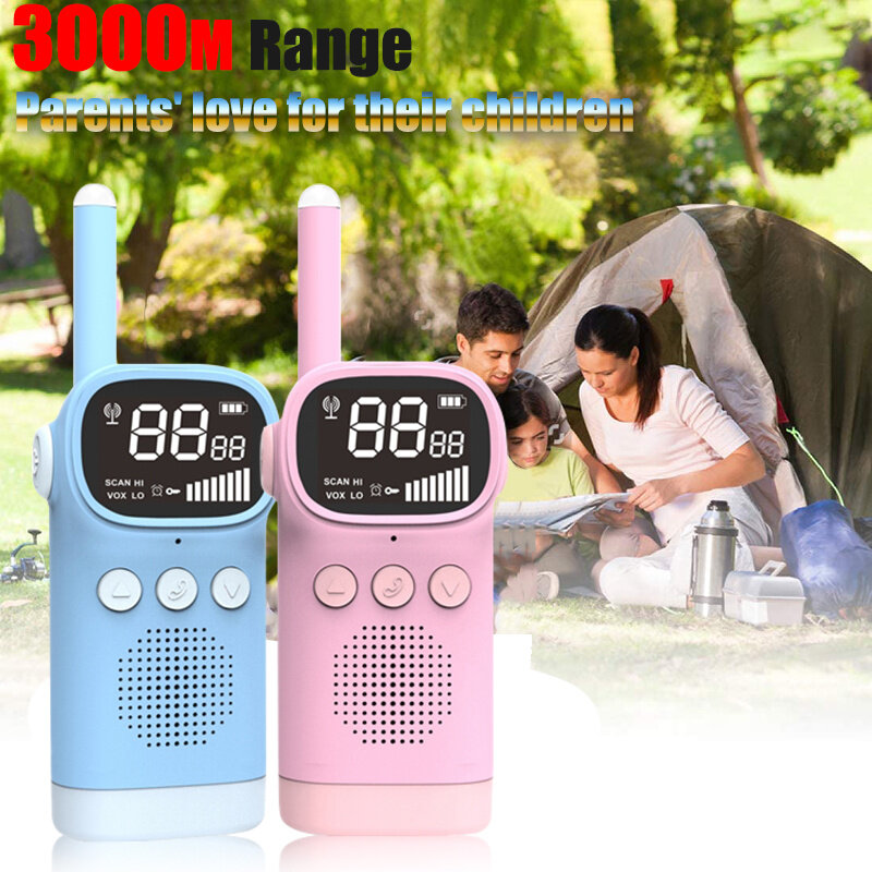 Walkie talkie crianças 2 pçs rádio walkie-talkie crianças aniversário presente de natal brinquedo da criança meninos meninas 3000m longo alcance venda genuína