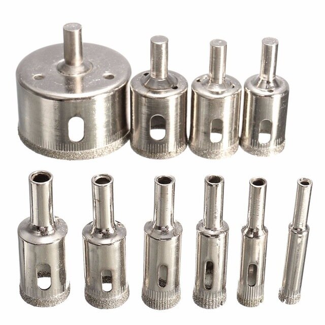 10pcs Diamond Coated Hss Drill Bit Set Tile Marble Glass Ceramic Hole Saw Drilling Bits For Power Tools 6mm-30mm