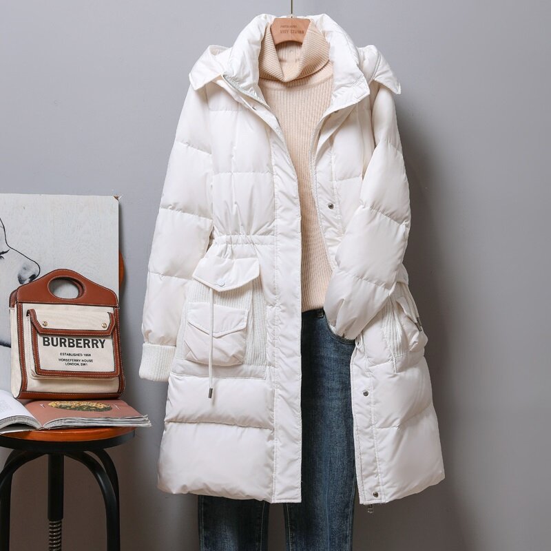 New Women Long Down Jacket Casual Style Autumn Winter Coats And Parkas Female Outwear