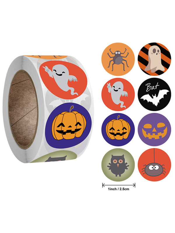 Pegatinas de decoración de Halloween para niños, pegatinas de sellado de bolsas de dulces de Halloween, regalo de fiesta, 100-500 piezas
