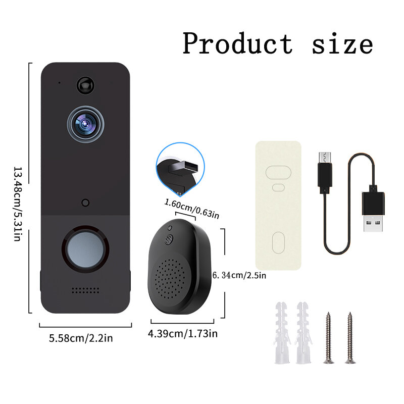 GTWIN  Smart WiFi Video Doorbell Camera Outdoor Wireless U8 Video Doorbell WIFI Remote Monitoring Home Security Alarm Camera