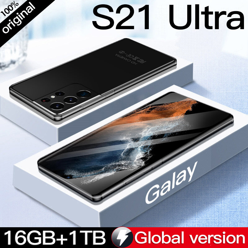 Nowy oryginalny smartfon S21 Ultra 5G telefon komórkowy 16GB + 512GB telefon komórkowy 24MP + 48MP Dual SIM telefon komórkowy długo trwała bateria