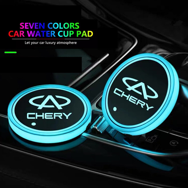 Posavasos de luz LED Multicolor para coche, accesorios adhesivos para Honda Toyota Hyundai Mini Skoda Jaguar A8 Peugeot, 2 uds.