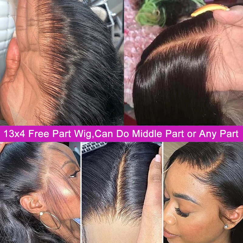 Straight Bundels Met Frontale 30 32 34 Inch 13X4 Transparant Kant Braziliaanse Remy Human Hair Weave 3 4 bundel Sluiting Extension